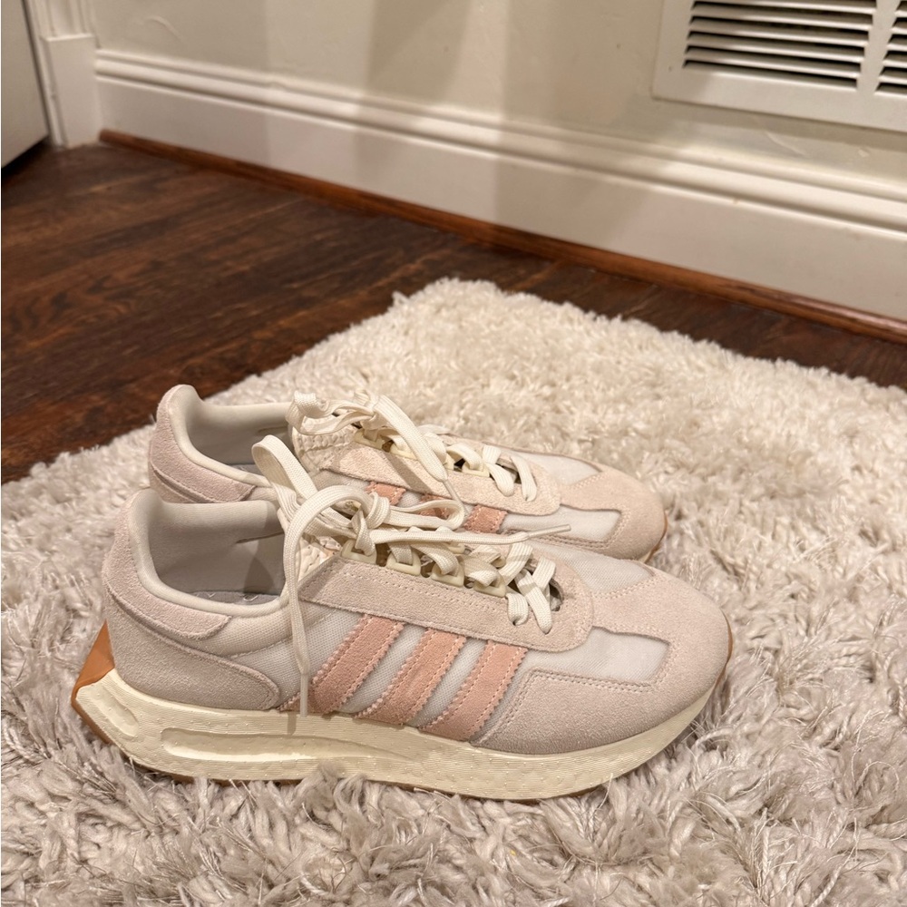 Adidas Women's Cream and Pink Sneakers